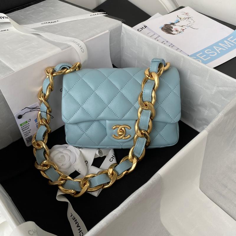 Chanel Handbags AS3214 Sheepskin Blue